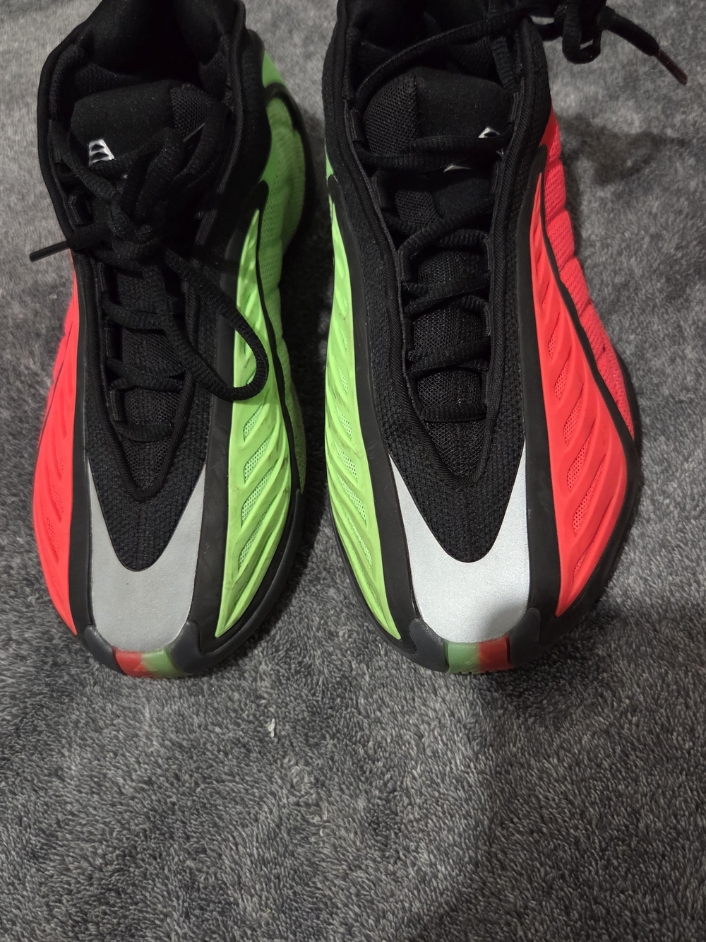 adidas Kids Black Sneakers with Neon Green & Neon Red Accents